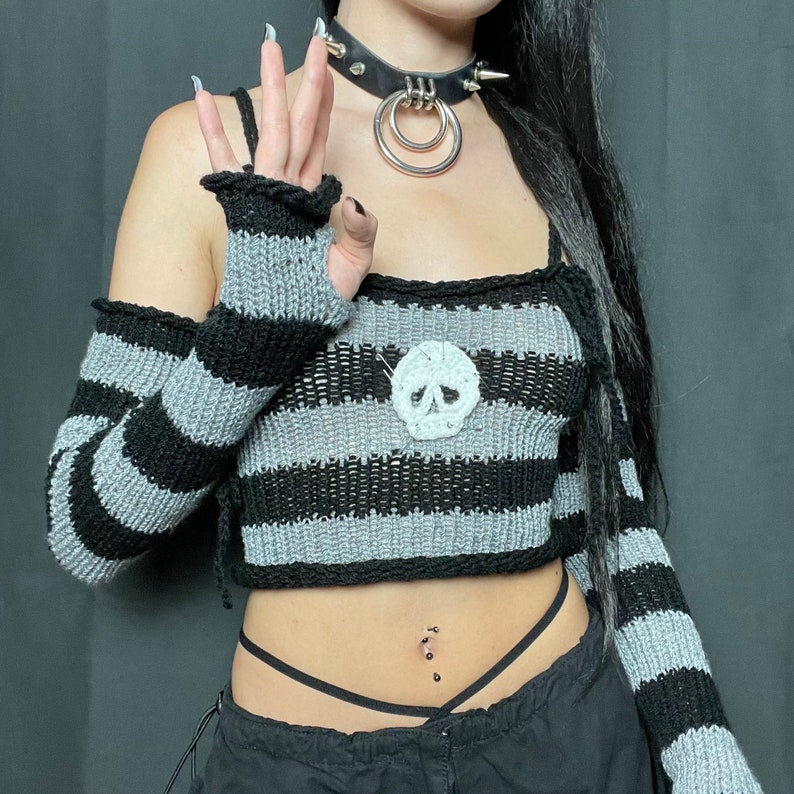 Grunge Armwärmer Set 2 Stück - Therian Style Schwarz & Khaki Für Konzerte & Alltag