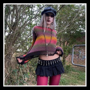 トップス Y2K 00s Grunge Border Knit Destroy Knit Y2K 00s Grunge Border Knit Destroy Knit