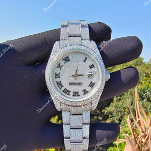 Automatische Büste Down Diamond, VVS Moissanite Uhr, Iced Out mechanische Armbanduhr, Luxus Diamant Uhr Hip Hop Schmuck für Männer