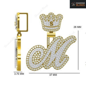 Colgante con inicial M personalizada y engarce de corona, colgante con letra de diamante moissanita VVS, colgante con inicial personalizada, joyería de diamantes