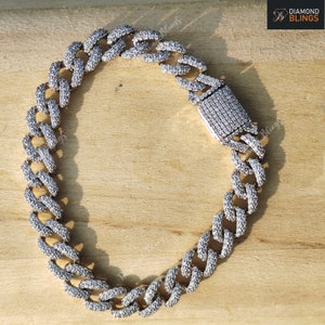 Bransoletka Miami Cuban 10 mm Chain, Bransoletka ze srebra i złota Curb Link, Bransoletka męska lub damska Chain, Moissanite Unisex Cuban Bracelet