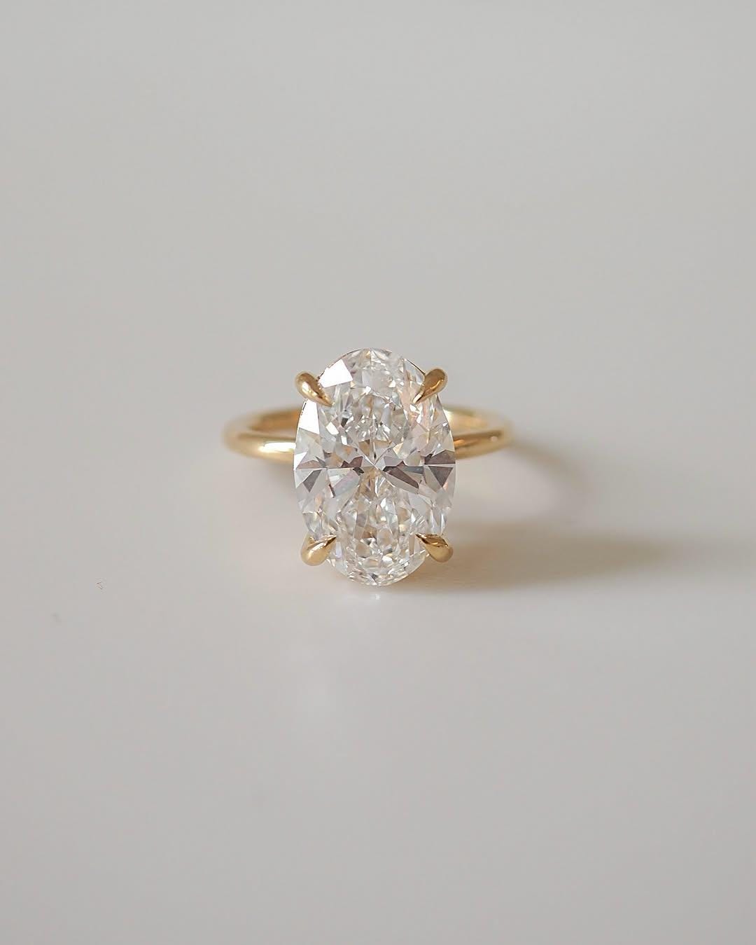 Oval Moissanite Engagement Ring, 14K Gold Solitaire Wedding Ring ...