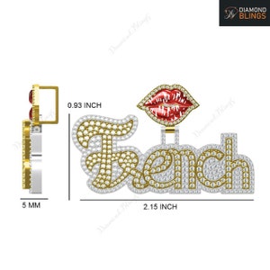 Colgante francés de diamantes de moissanita VVS con forma de labios, colgante con nombre personalizado helado, joyas de diamantes para él y para ella