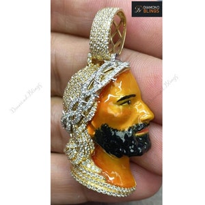 Jesus Face Pendant for Men & Women, VVS Moissanite Diamond Face Pendant, 925 Sterling Silver/ Gold Plated Christian Jewelry