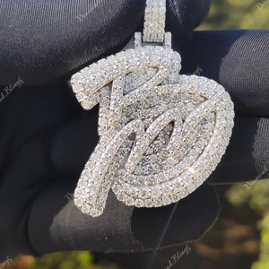 Colgante de moissanita con letra VVS personalizada, colgante de moissanita con letra personalizada, colgante de esmalte helado estilo hip hop para él y para ella