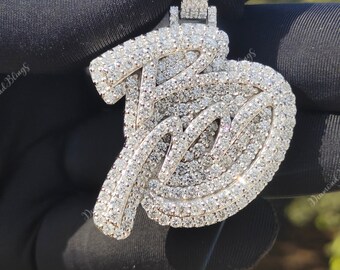 Custom Letter VVS Moissanite Bust Down Pendant, Custom Letter Moissanite Pendant, Hip Hop Iced Out Enamel Pendant For Him and Her