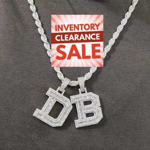 Colgante personalizado con letras "D o B" y diamantes de moissanita VVS con forma de asa, colgante personalizado con letras, joyería de diamantes