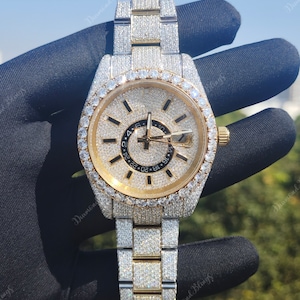 VVS Shiny Luxury Full Iced Out Moissanite Diamond Watch, Bust Down Watch, Icy Full Diamond, Gift For Him Her, Hip Hop Watches