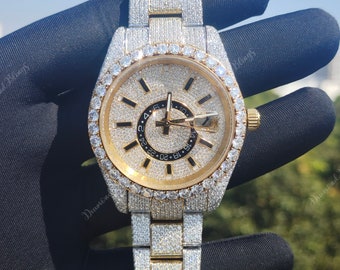 VVS Shiny Luxury Full Iced Out Moissanite Diamond Watch, Bust Down Watch, Icy Full Diamond, Gift For Him Her, Hip Hop Watches