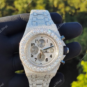 Automatische Büste Down Diamond VVS Moissanite Uhr, Herren Iced Out mechanische Armbanduhr, Luxus Diamant Uhr Hip Hop Schmuck für Ihn