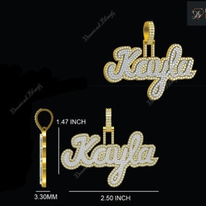 Colgante con nombre personalizado Kayla, colgante de diamantes de moissanita VVS personalizado con busto hacia abajo, colgante con nombre personalizado, joyería de diamantes para ella