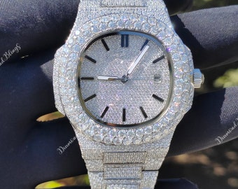VVS Moissanite Watch Fully Iced Out Unisex Lab Diamond Watch  display picture 1