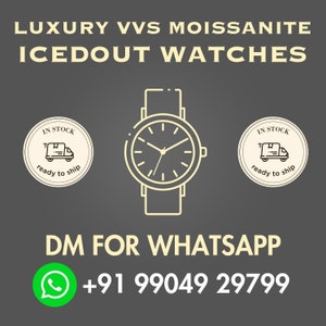Iced Out VVS Moissanite Watch, Metal or Rubber band, Men's Wristwatch, Luxury Diamond Watch For Him, Hip Hop Jewelry For Him