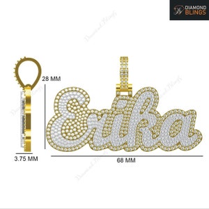 Colgante personalizado con nombre Erika, colgante de diamantes de moissanita VVS, colgante con nombre personalizado, joyas de diamantes para ella