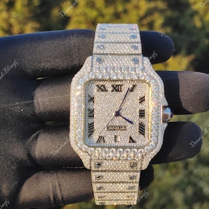 Reloj de diamantes Iced Out VVS Moissanite, reloj de pulsera automático con movimiento Bust Down para hombre, reloj de diamantes de lujo para él, joyería de hip hop para él