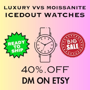 Bust Down VVS Moissanite Automatic Movement Watch with rubber belt, Iced out watch, Luxury Diamond Watch For Him, Hip Hop Jewelry For Him