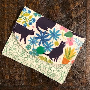 GATOS DE JARDÍN - Billetera pequeña / Billetera de tela pequeña / Billetera para tarjetas / Billetera de viaje / Billetera con dos bolsillos / Billetera minimalista