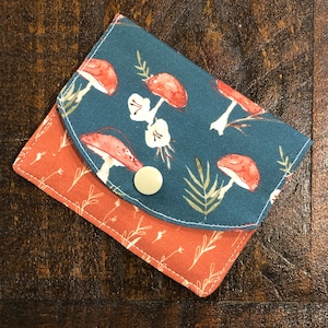 SETAS - Billetera pequeña / Billetera de tela pequeña / Billetera para tarjetas / Billetera de viaje / Billetera con dos bolsillos / Billetera minimalista