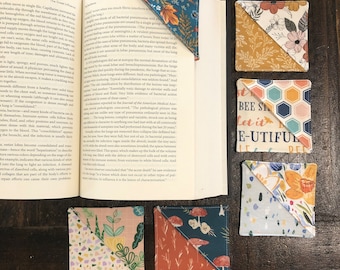 CORNER BOOKMARK - Bookmark | Fabric Bookmark | Page Marker | Book Accessory | Corner Page Marker | Fabric Corner Bookmark | Book Gift