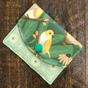 GOLDEN BIRDS - Billetera pequeña / Billetera de tela pequeña / Billetera para tarjetas / Billetera de viaje / Billetera con dos bolsillos / Billetera minimalista