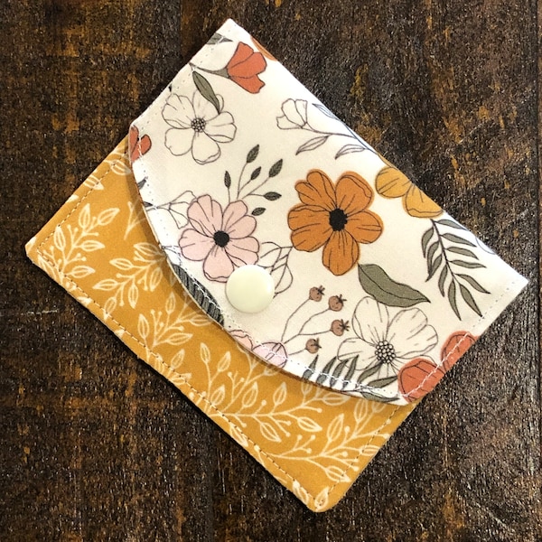 AUTUMN BLOOMS - Mini Wallet | Small Fabric Wallet | Card Wallet | Travel Wallet | Two Pocket Wallet  | Minimalist Wallet