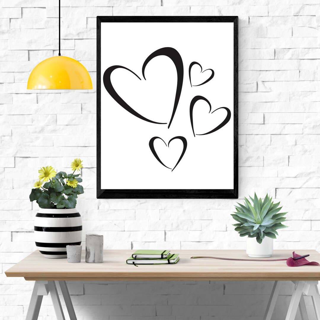 Black Heart Wall Art Printable 1 Png File 1 Jpg File 2 Pdf Etsy