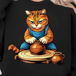 Cat Potter – Divertido artista felino PNG / Descarga digital de arte de cerámica
