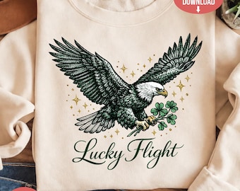 Águila PNG del Día de San Patricio: Diseño de trébol, verde y dorado (descarga digital)