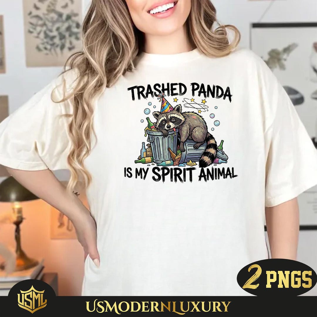 Trashed Panda Trashed Panda is My Spirit Animal PNG: Funny Raccoon Humor Party Animal ...