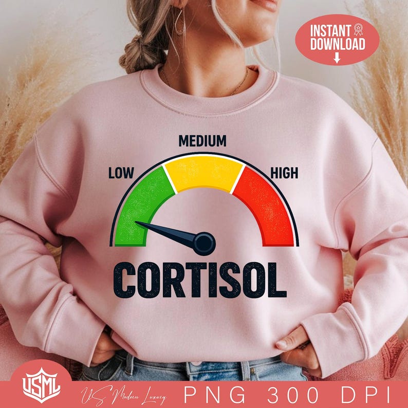 Cortisol Level Gauge PNG Design, Funny Stress Meter Graphic, Low Medium ...