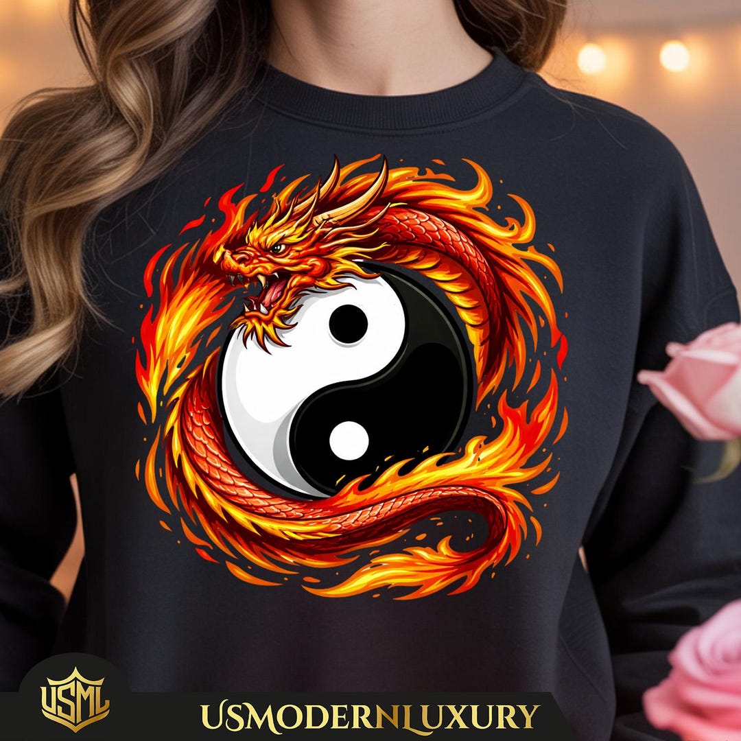 Yin Yang Dragon PNG, Fiery Chinese Mythology Art, Spiritual Balance ...