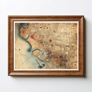 Mapas de estilo vintage, Viejo Mundo, Impresión digital, Decoración rústica antigua, Mapa del tesoro, Mapa de 1800, Paisaje urbano, Decoración de arte de pared, Arte contemporáneo