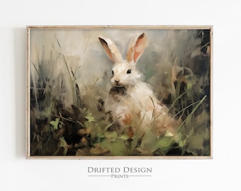 Art de lapin | Oeuvre d'art de lapin de Pâques | Impression Pâques Printemps | impression lièvre vintage | Impression de lapin antique | Imprimable | imprimé lapin vintage