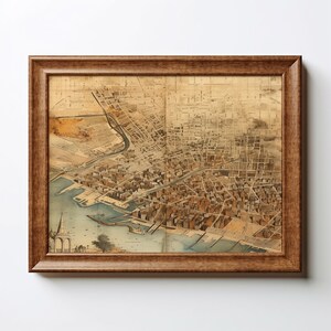 Mapas de estilo vintage, Viejo Mundo, Impresión digital, Decoración rústica antigua, Mapa del tesoro, Mapa de 1800, Paisaje urbano, Decoración de arte de pared, Arte contemporáneo