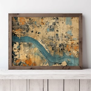 Mapas de estilo vintage, Viejo Mundo, Impresión digital, Decoración rústica antigua, Mapa del tesoro, Mapa de 1800, Paisaje urbano, Decoración de arte de pared, Arte contemporáneo