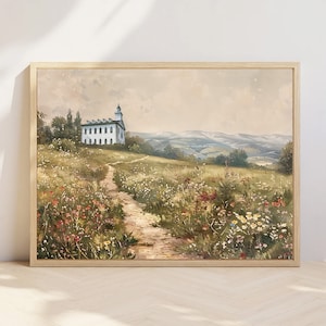 Kirtland Temple Wildflower Field Art Print: LDS Christian Decor (Digital Download)