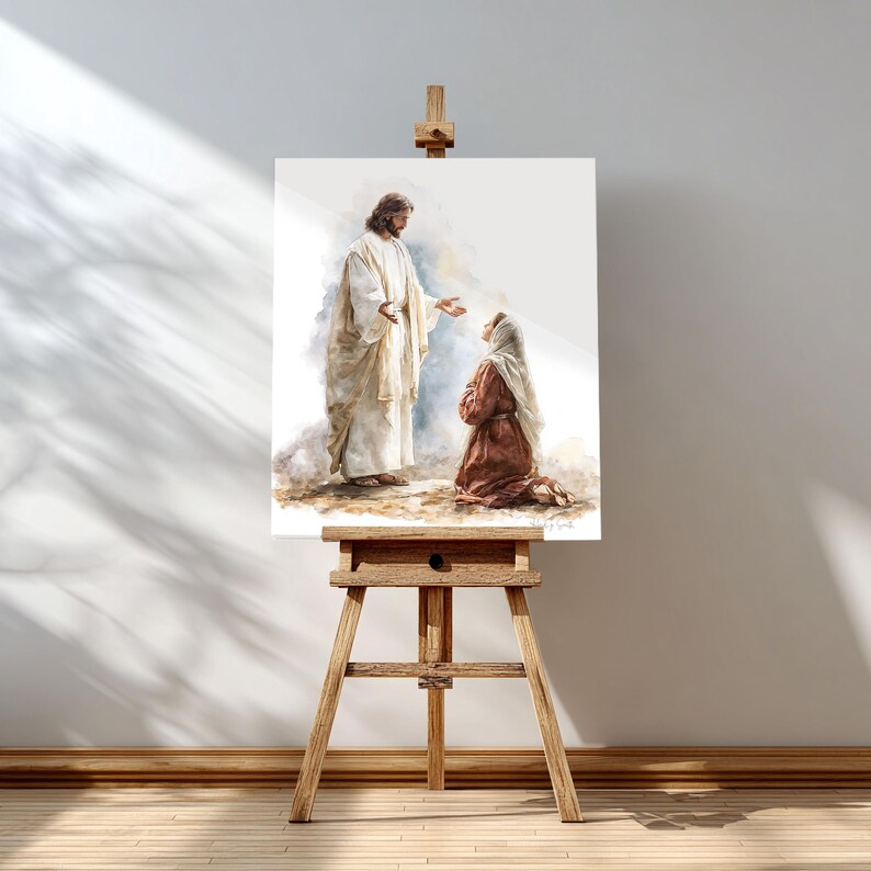 Risen Christ and Mary Magdalene Watercolor | Easter Christian Wall Art ...