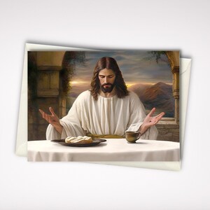 Pacote de 10 cartões de saudação de Páscoa (EUA e Canadá) Cartões em branco com o Sacramento de Jesus Cristo cristão, Pão e Água, Presente de Páscoa, Arte do Salvador