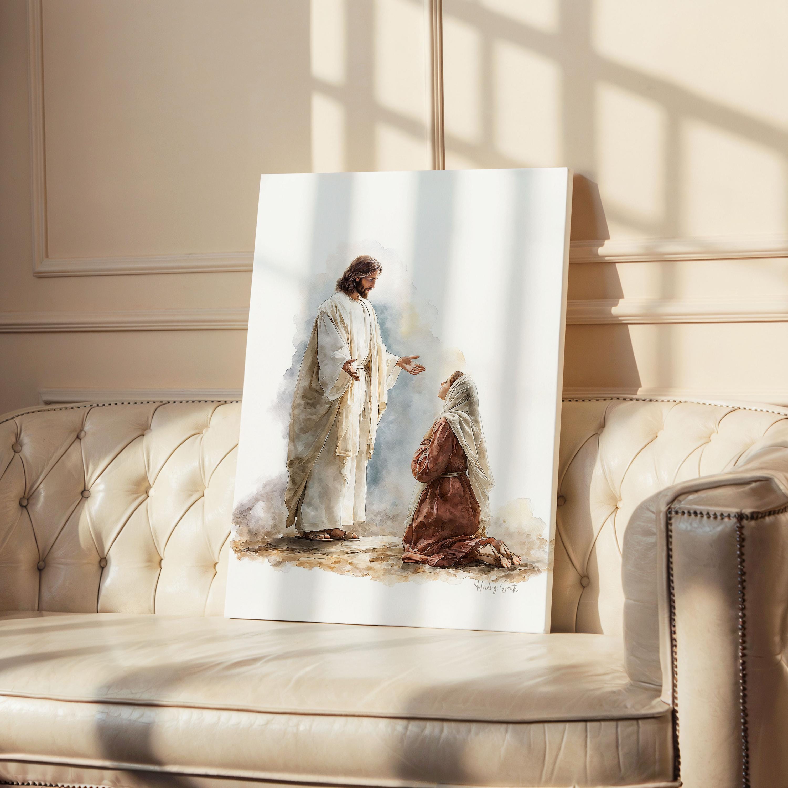 Risen Christ and Mary Magdalene Watercolor | Easter Christian Wall Art ...
