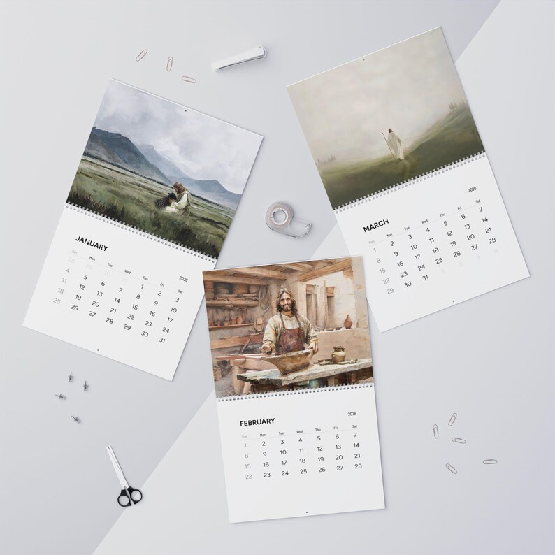 Jesus Wall Calendar 2026 | Religious Art Monthly Calendar, Christian ...