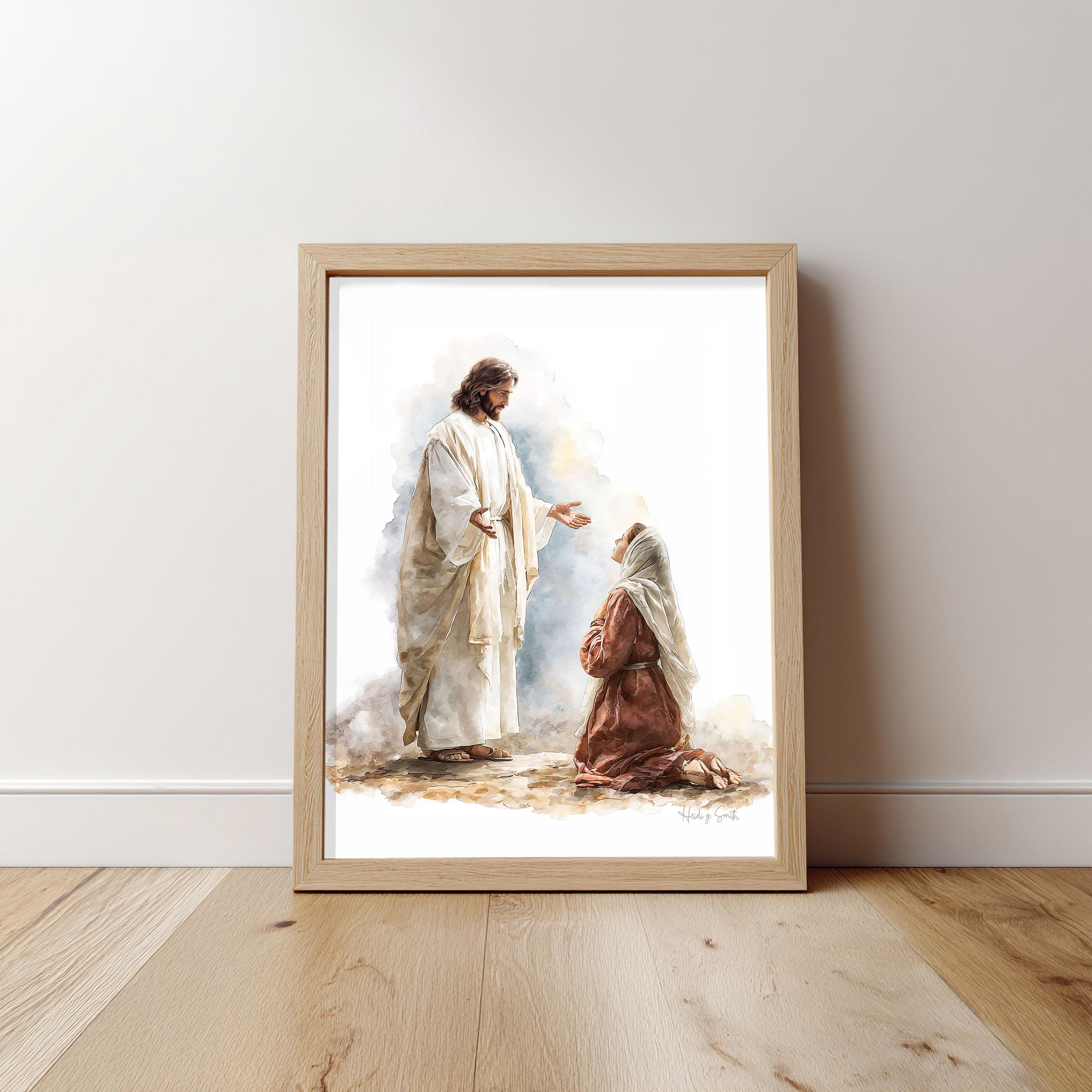 Risen Christ and Mary Magdalene Watercolor | Easter Christian Wall Art ...