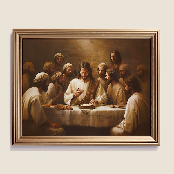 Jezus Christus en het Laatste Avondmaal | Verlosser | Christelijke kunst aan de muur | Religieuze prenten | Waterverf | Digitale download | LDS-kunst | Sacrament |