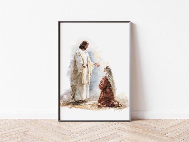Risen Christ and Mary Magdalene Watercolor | Easter Christian Wall Art ...