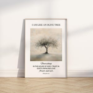 Psalm 52:8 Olive Branch Bible Verse Wall Art, Printable Wall Art, Scripture Print Download, Modern Christian Gift, Home Decor Poster,