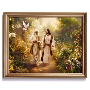 The Trinity Painting - God the Father, Jesus Christ, Holy Spirit Print Christian Wall Art, Religious Home Decor, Instant Digital Download,