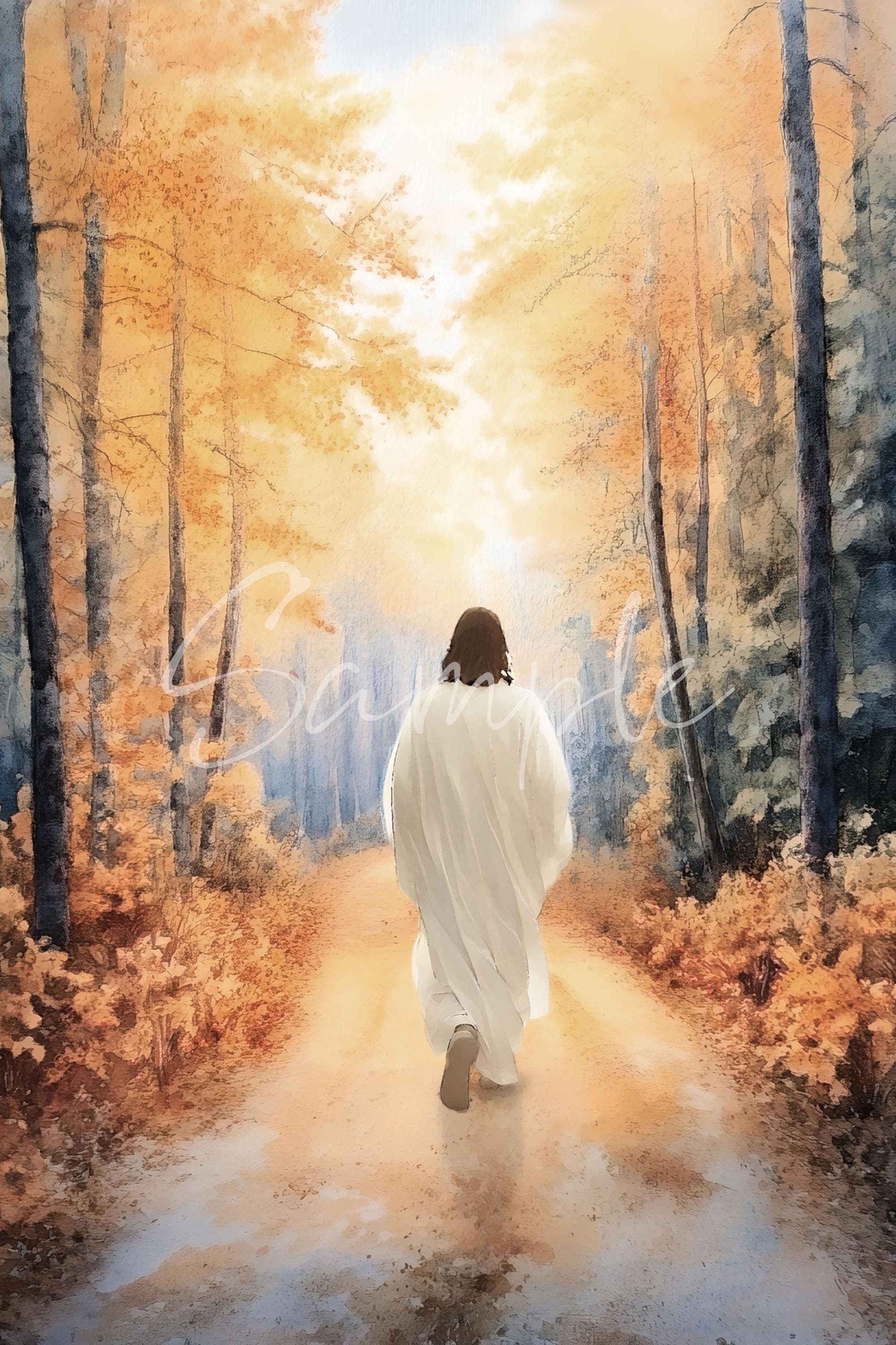Jesus Christ Autumn Path Watercolor Print: Christian LDS Art (digital ...