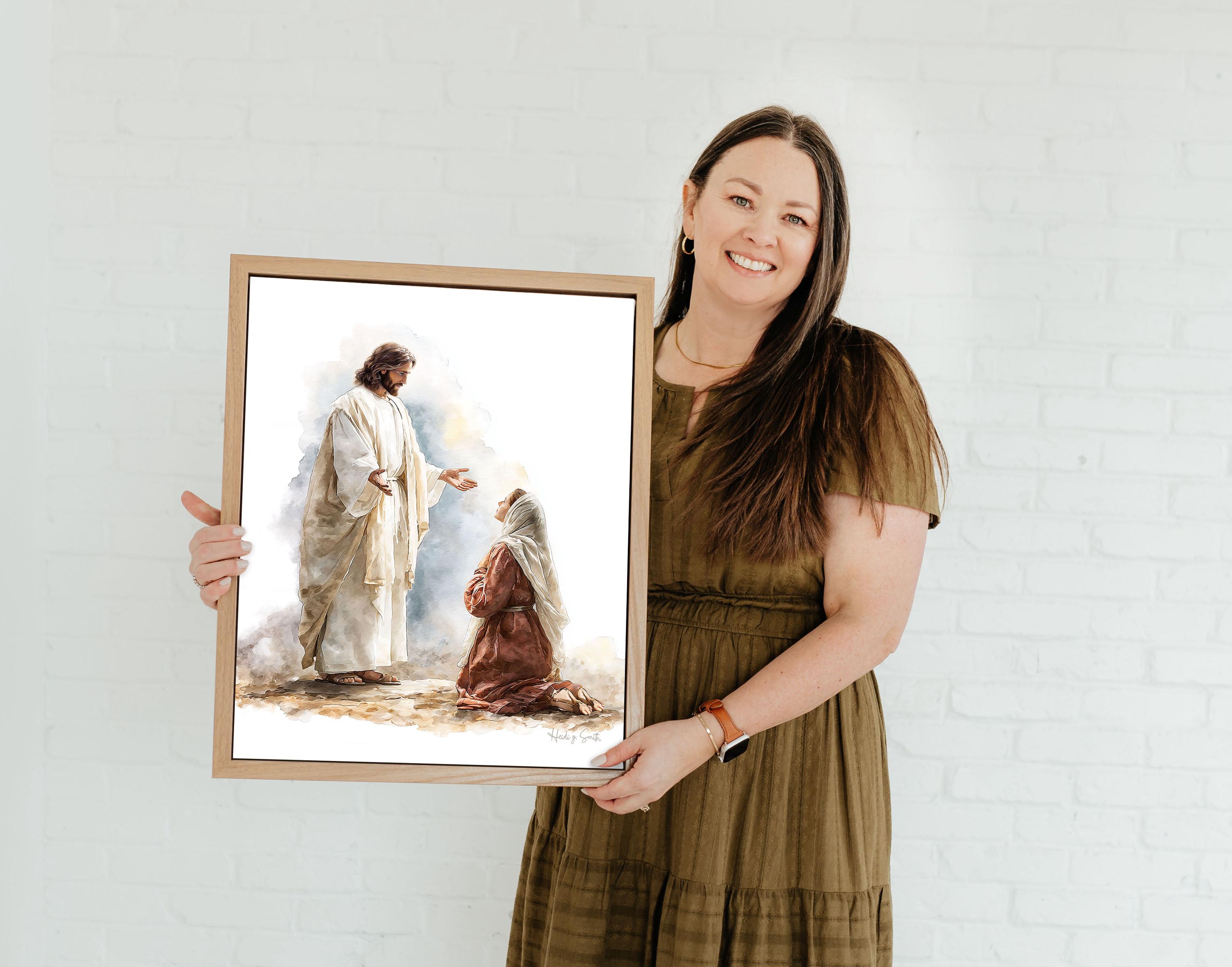 Risen Christ and Mary Magdalene Watercolor | Easter Christian Wall Art ...