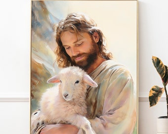 The Gentle Shepherd - Christ | Shephard | Christian Art | Digital Art | Watercolor/Graphic design | LDS