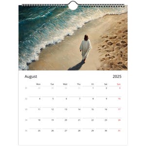 Calendario cristiano de pared de 12 meses 2025 con ilustraciones de Jesús, tamaño carta de una sola cara, decoración y regalo para el hogar, pinturas de Jesucristo
