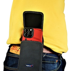 Mgbca Nylon Phone Holster Pouch For iPhone 16 / 15 / 14/ 13 /12/11/Xr And Pro Series, Belt Loop And Clip Holder, W/ Slim-Fit Or Bulky Case